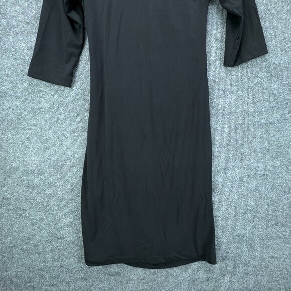 **SOLD**Anatomie Marine Travel Dress Medium Black Form Fitting Ruched Faux Wrap - Picture 7 of 15